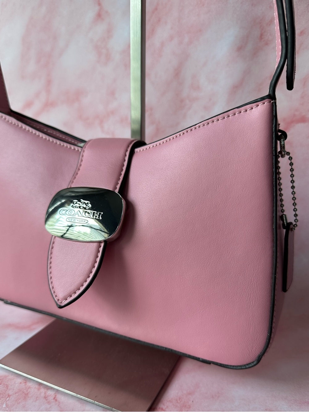 Summer Coach Eliza Pink Shoulder Bag Turnlock Y2K Baguette Purse - Picture 2 of 14
